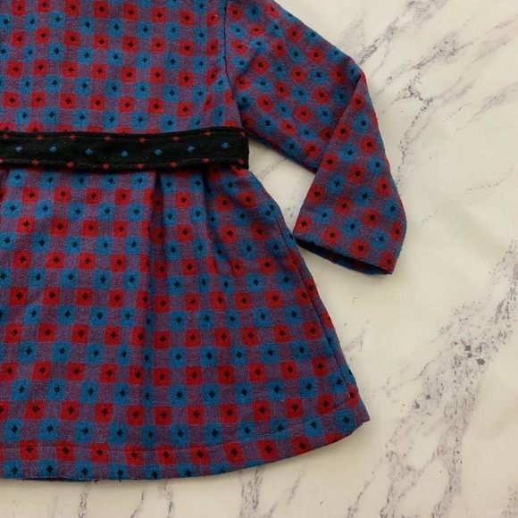 Petit Confection Girls Retro Coat Size 5 Blue Red Double Button Peter Pan Collar - Picture 10 of 11